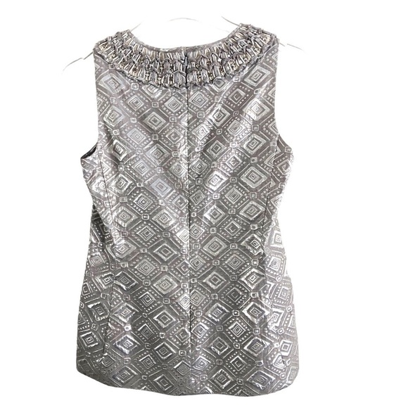 Tory Burch Sleeveless Scoop Neck Blouse Size 2 Silver Pewter Gray - Picture 6 of 12